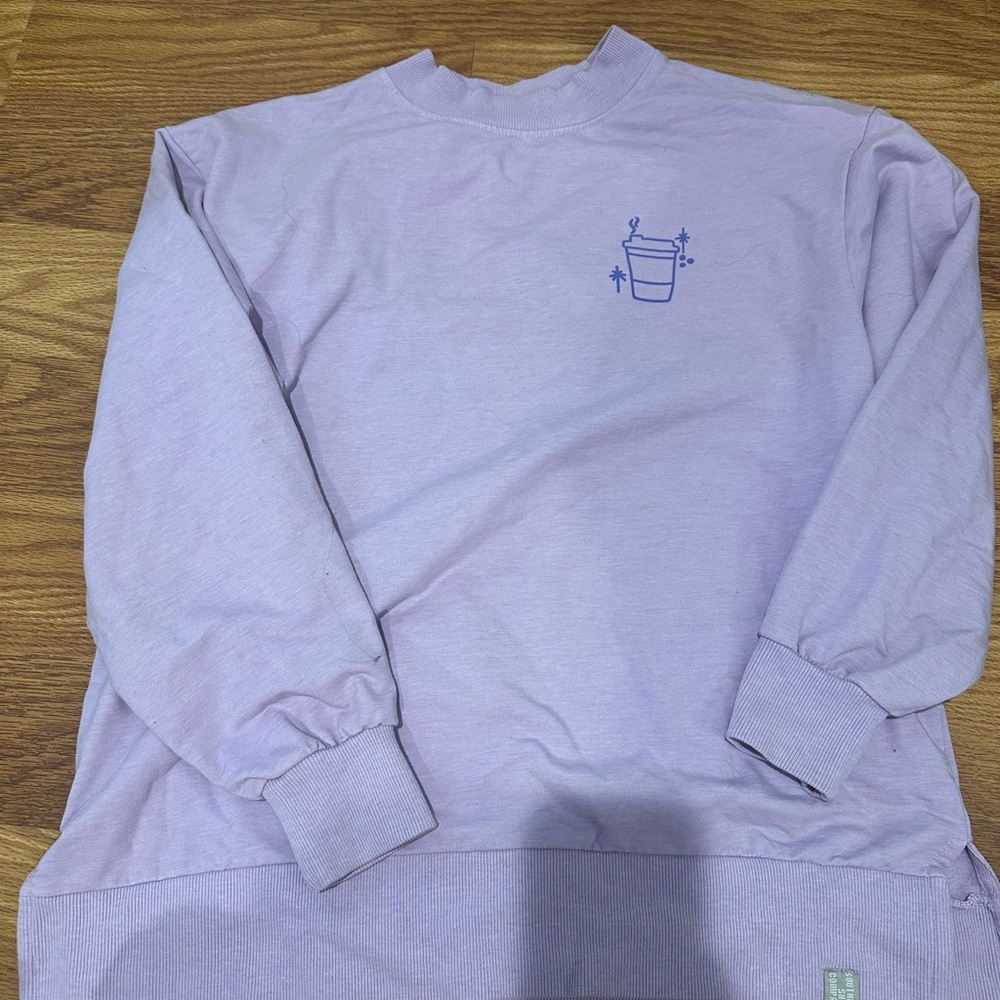 Lavender Sweatshirt with Blue Graphic